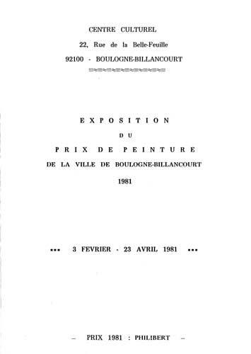 dpliant de l'exposition du prix de peinture du Salon de Boulogne 1981