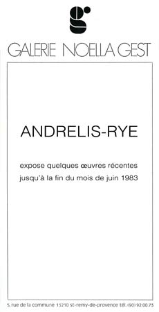 affichette maquette pour l'exposition Andrlis-Rye  la galerie Noella Gest
