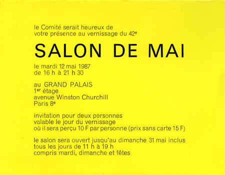 invitation Salon de Mai, Grand Palais - Paris