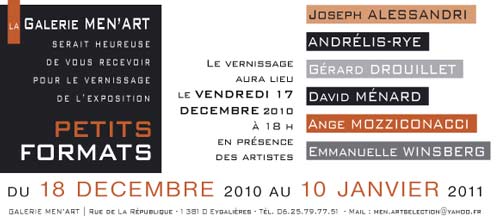 invitation Galerie Men'art - Eygalières, "petits formats"