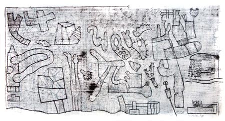 Andr&eacute;lis-Rye, Elle s'en va, 26 mai 2026, encre de Chine sur papier, 50 x 92 cm