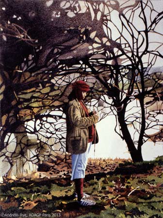 Cambridge, 14 septembre 1981, feutre à l'eau sur papier, 57 x 76cm