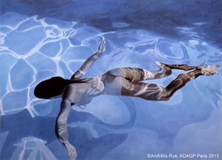 Piscine VII, 18 avril 1982, mail sur papier, 73 x 102 cm