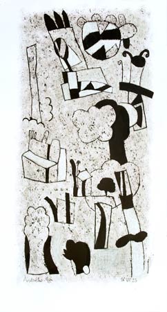 Andr&eacute;lis-Rye, Dans les nuages 1, 16 juillet 2025, huile et encre de Chine sur papier, 92 x 50 cm